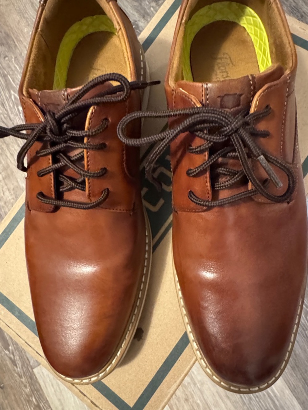 Florsheim Brown Leather Lace-Up Oxfords with Dark Brown Laces